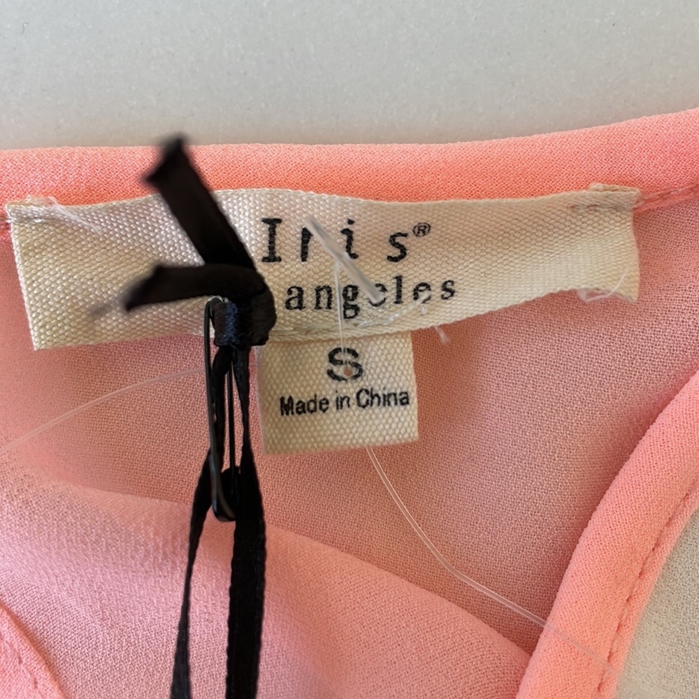 NWT IRIS LOS ANGELES top size S orange white embellished collar sleevele… - Picture 4 of 7